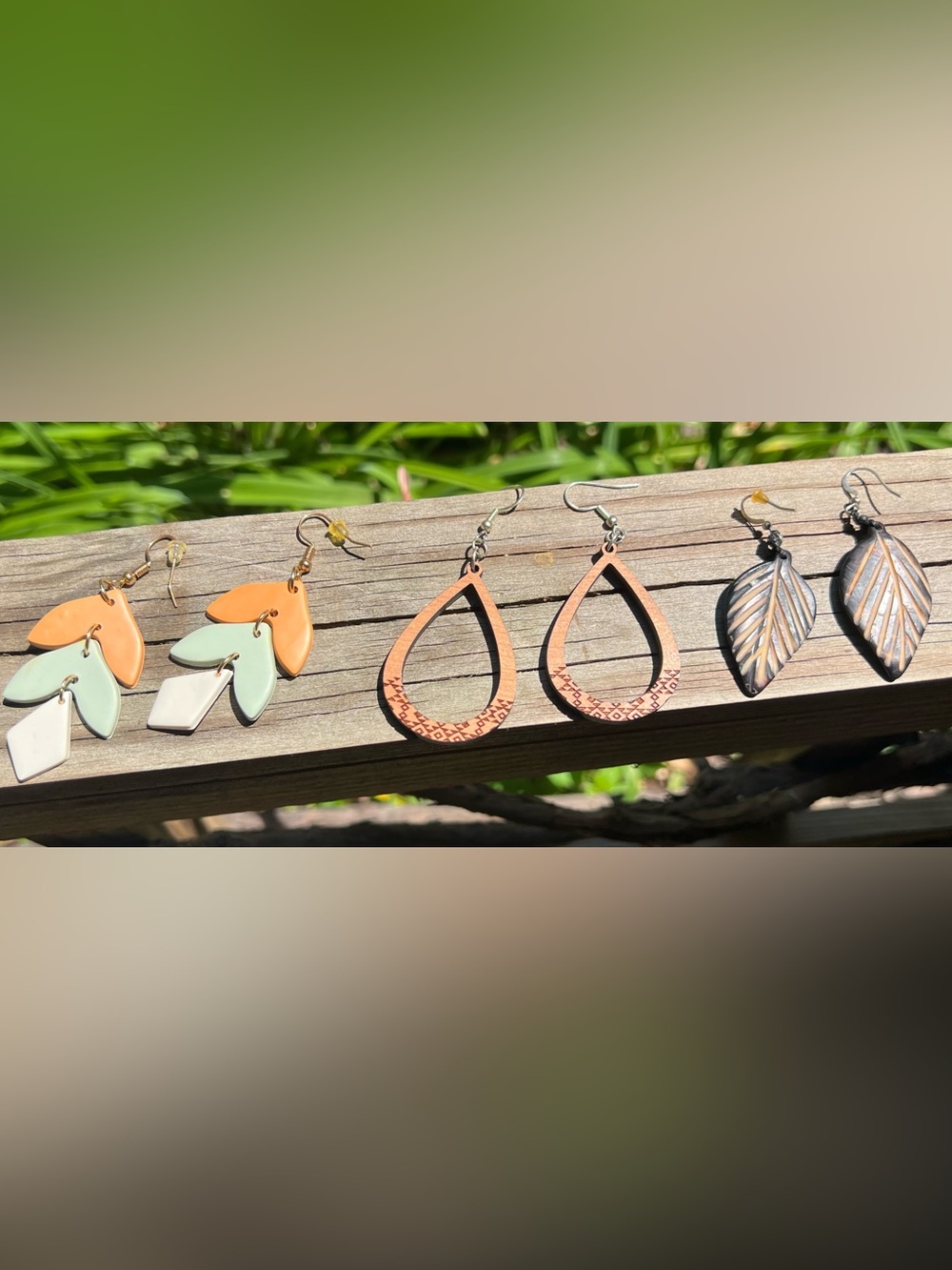 3 pair boho, handmade dangle earrings - Picture 1 of 3